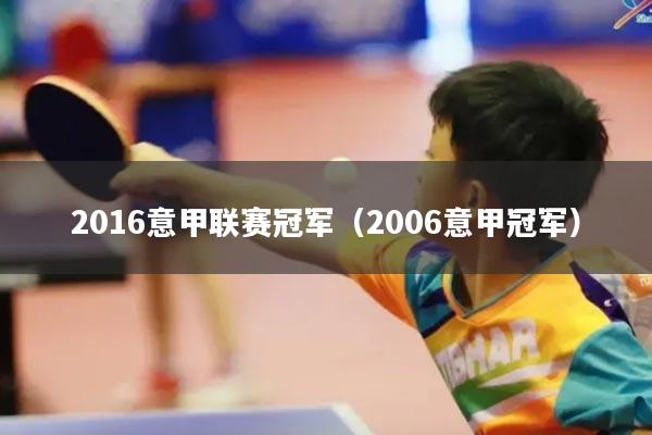 2016意甲联赛冠军(2006意甲冠军)